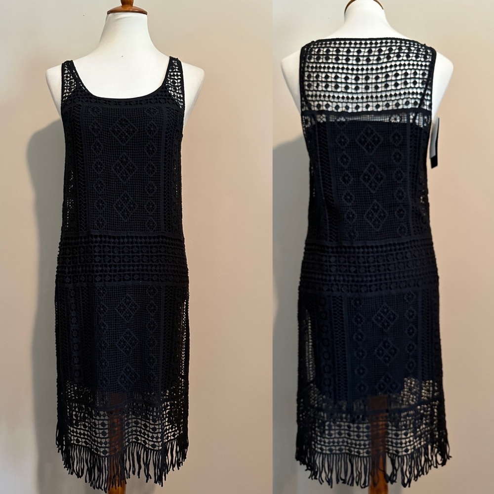 Ralph Lauren Black Macrame Crochet Dress